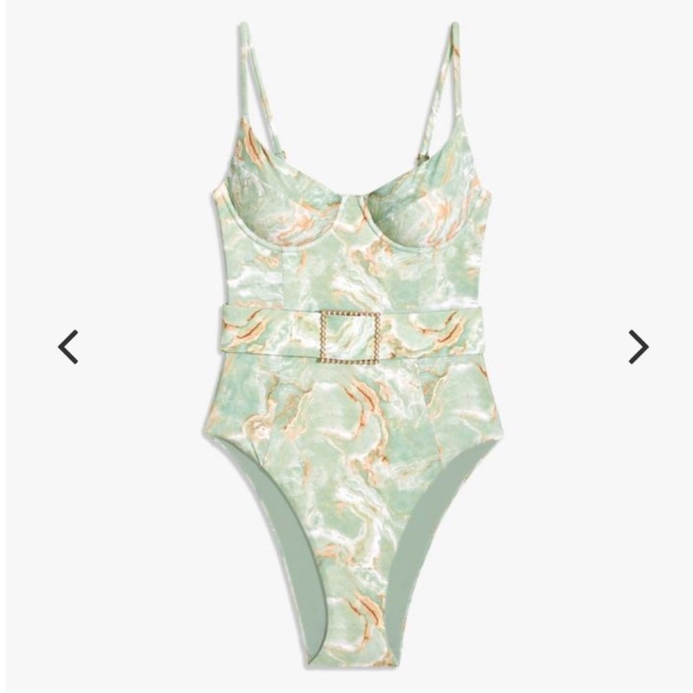 Onyx Marble One-Piece Swimsuit with Belt
